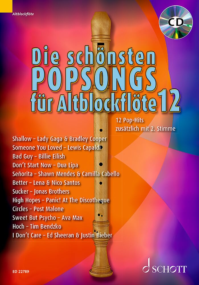 Die schönsten Popsongs für Alt-Blockflöte: 12 Pop-Hits. Band 12. 1-2 Alt-Blockflöten. (Die schönsten Popsongs für Alt-Blockflöte, Band 12) Sheet Music