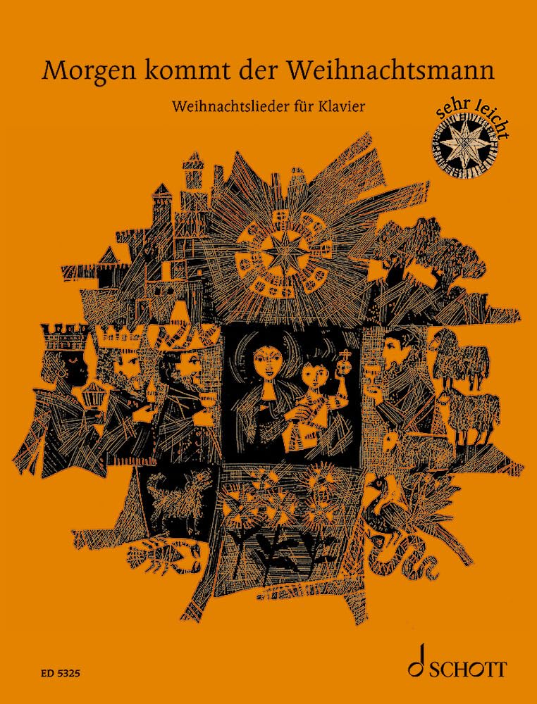Morgen kommt der Weihnachtsmann: 33 beliebte Weihnachtslieder (sehr leicht). Klavier. Sheet Music