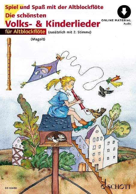 Die schönsten Volks- und Kinderlieder: sehr leicht bearbeitet. 1-2 Alt-Blockflöten. (Spiel und Spaß mit der Blockflöte) Education & Training