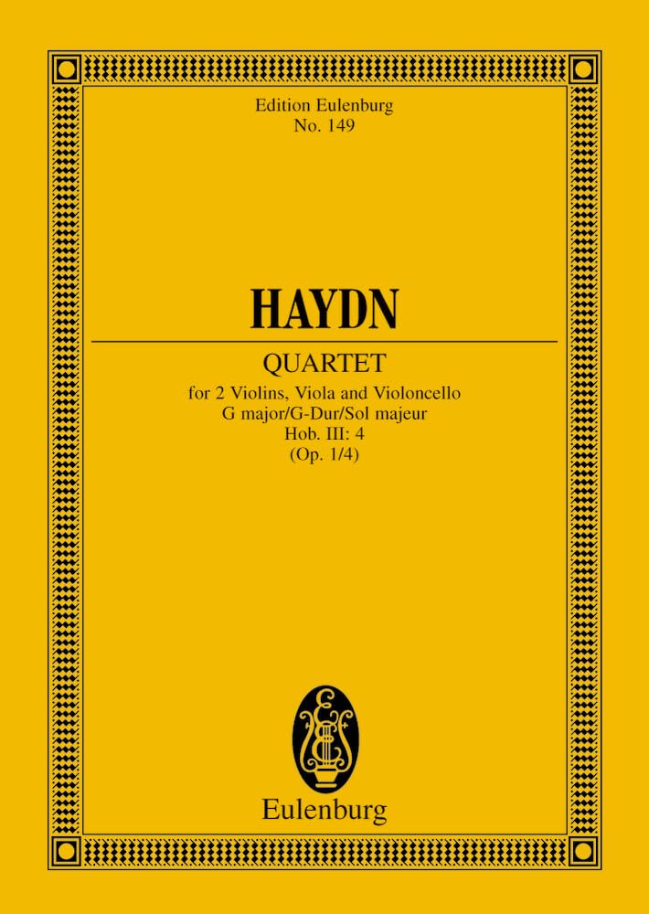 Streichquartett G-Dur: op. 1/4. Hob. III: 4. Streichquartett. Studienpartitur. (Eulenburg Studienpartituren) Sheet Music
