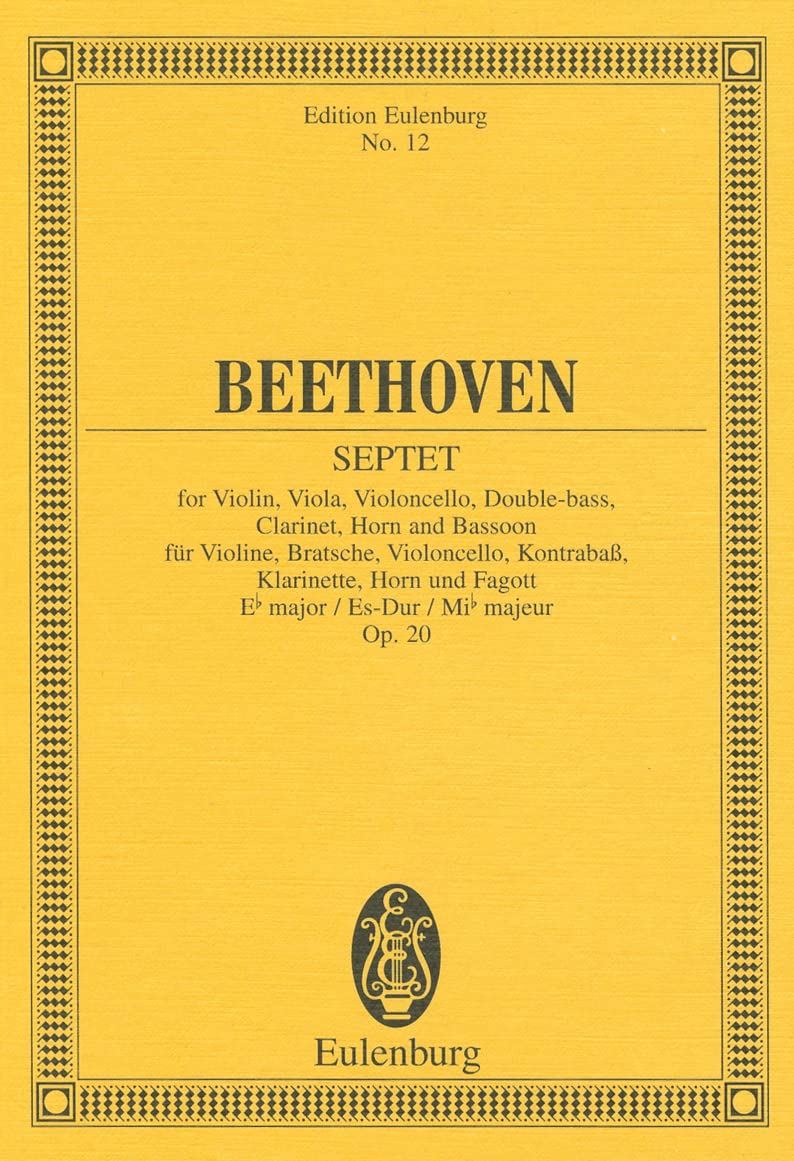 Septet Mib majeur: op. 20. violin, viola, cello, double bass, clarinet, horn and bassoon. Partition d'étude. book