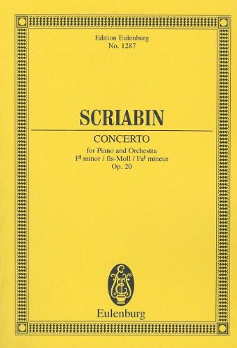 Konzert fis-Moll: op. 20. Klavier und Orchester. Studienpartitur. (Eulenburg Studienpartituren) Sheet Music