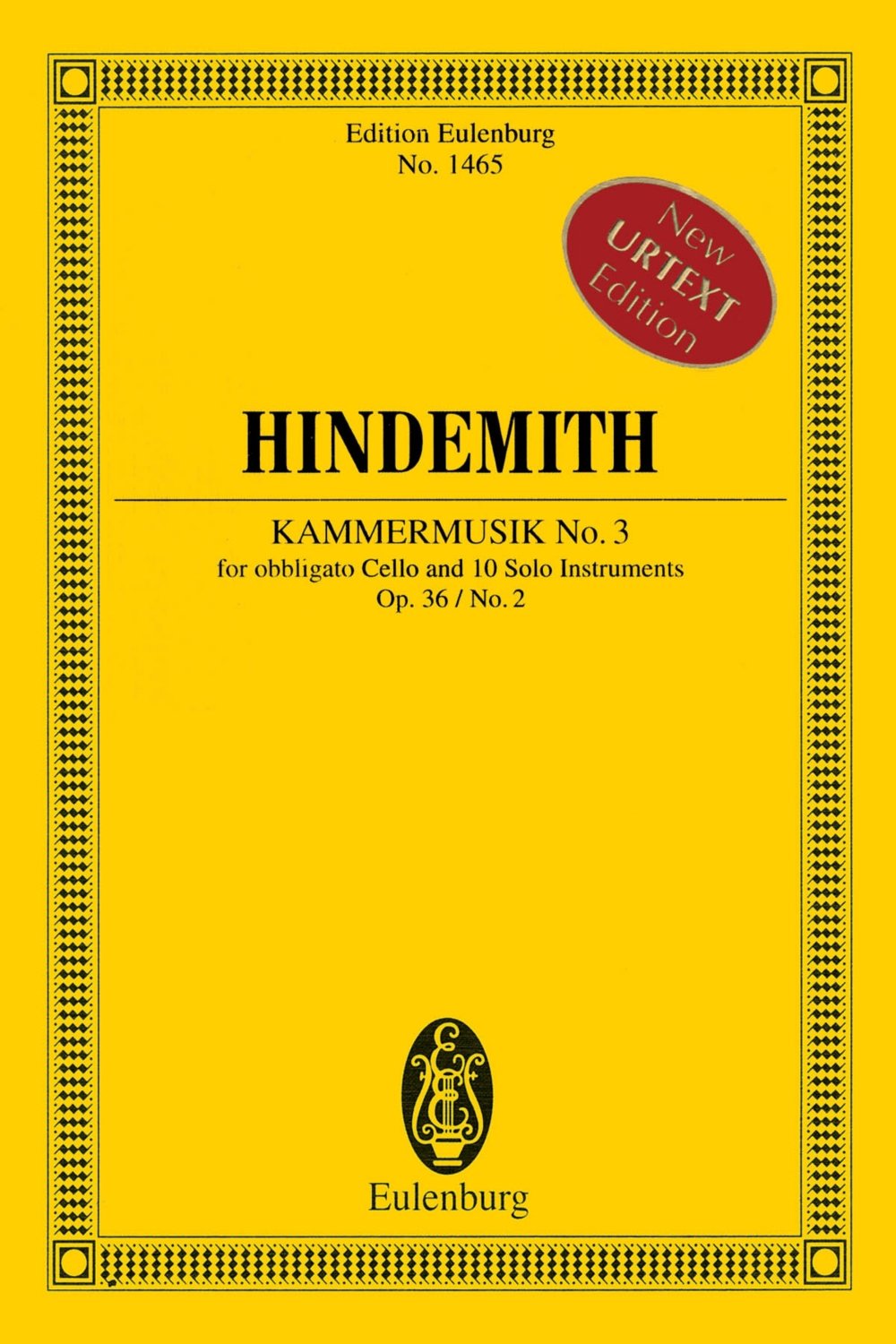 Kammermusik Nr. 3: für obligates Violoncello und 10 Solo-Instrumente. op. 36/2. Solo-Violoncello, Gr. Flöte (auch kl.), Oboe, Klarinette (B und Es), ... (Eulenburg Studienpartituren, Band 1465) Sheet Music