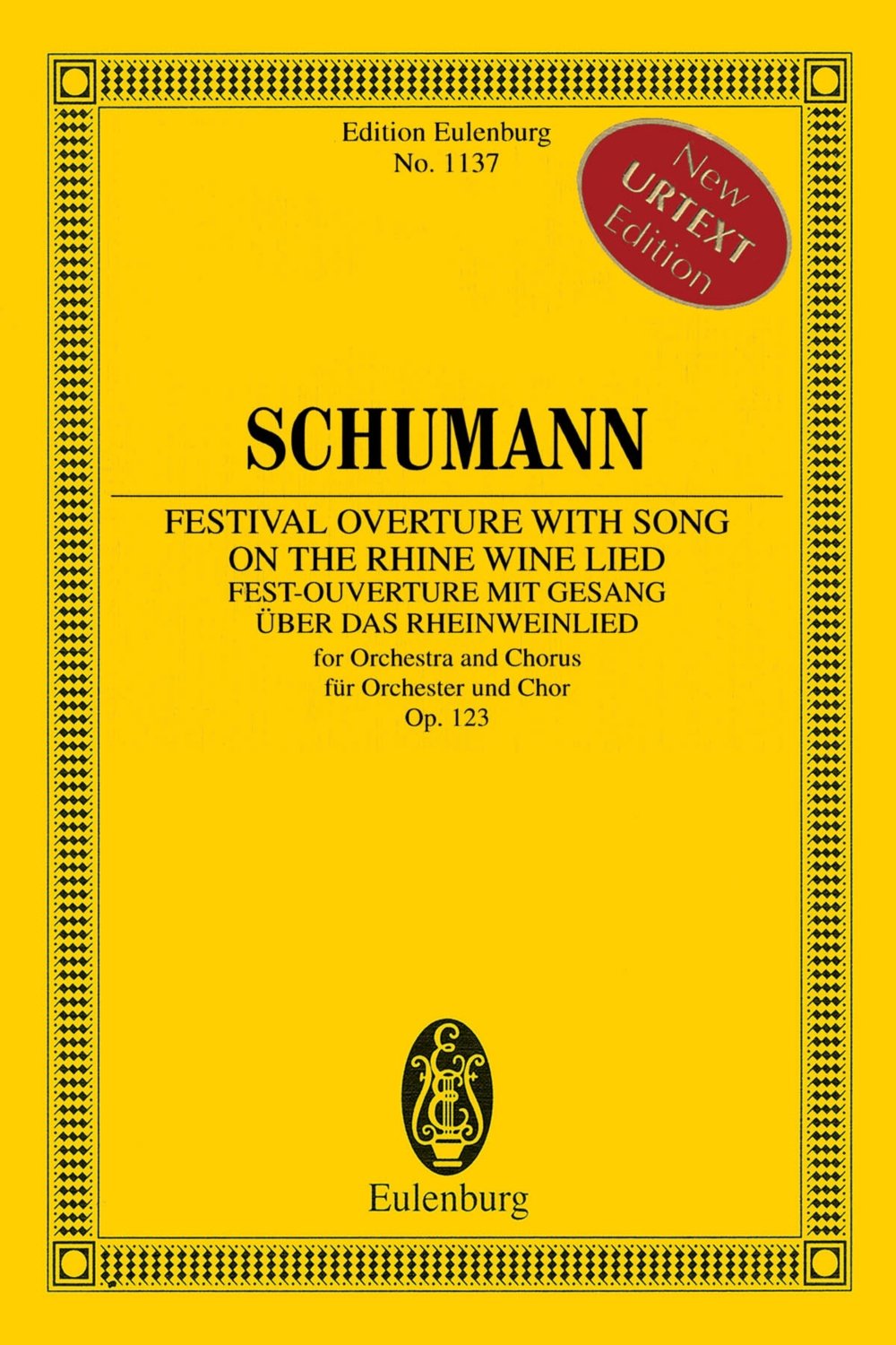 Fest-Ouverture mit Gesang über das Rheinweinlied: op. 123. 2 Flöten, 2 Oboen, 2 Klarinetten in B, 2 Fagotte, 2 Ventil-Hörner in C, 2 Waldhörner in C, ... (Eulenburg Studienpartituren) Sheet Music