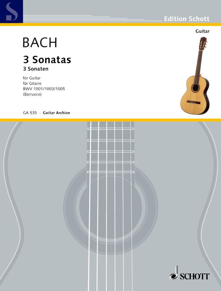 3 Sonatas: Nach den Sonaten für Violine solo bearbeitet für Gitarre. BWV 1001/1003/1005. Gitarre. (Edition Schott) Sheet Music