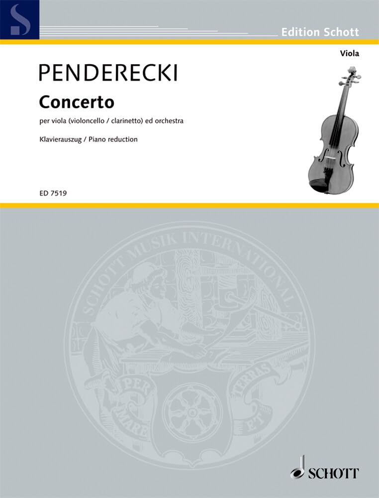 Concerto: per viola (violoncello/clarinetto) ed orchestra. Viola (Violoncello, Klarinette) und Orchester. Klavierauszug mit Solostimmen. (Edition Schott) Sheet Music