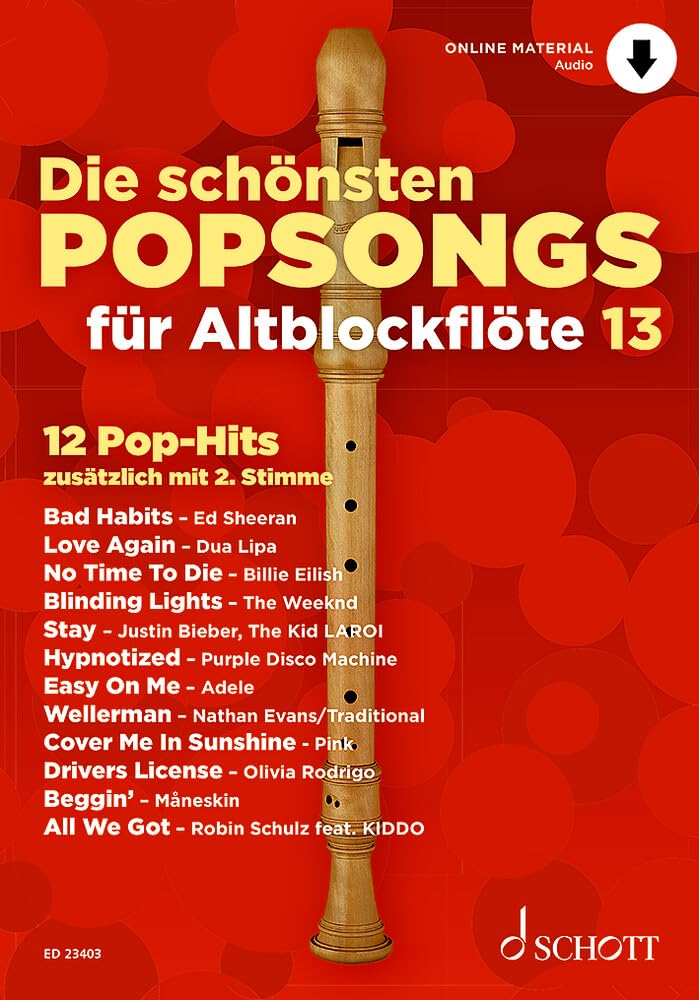Die schönsten Popsongs für Alt-Blockflöte: 12 Pop-Hits. Band 13. 1-2 Alt-Blockflöten. (Die schönsten Popsongs für Alt-Blockflöte, Band 13) Education & Training