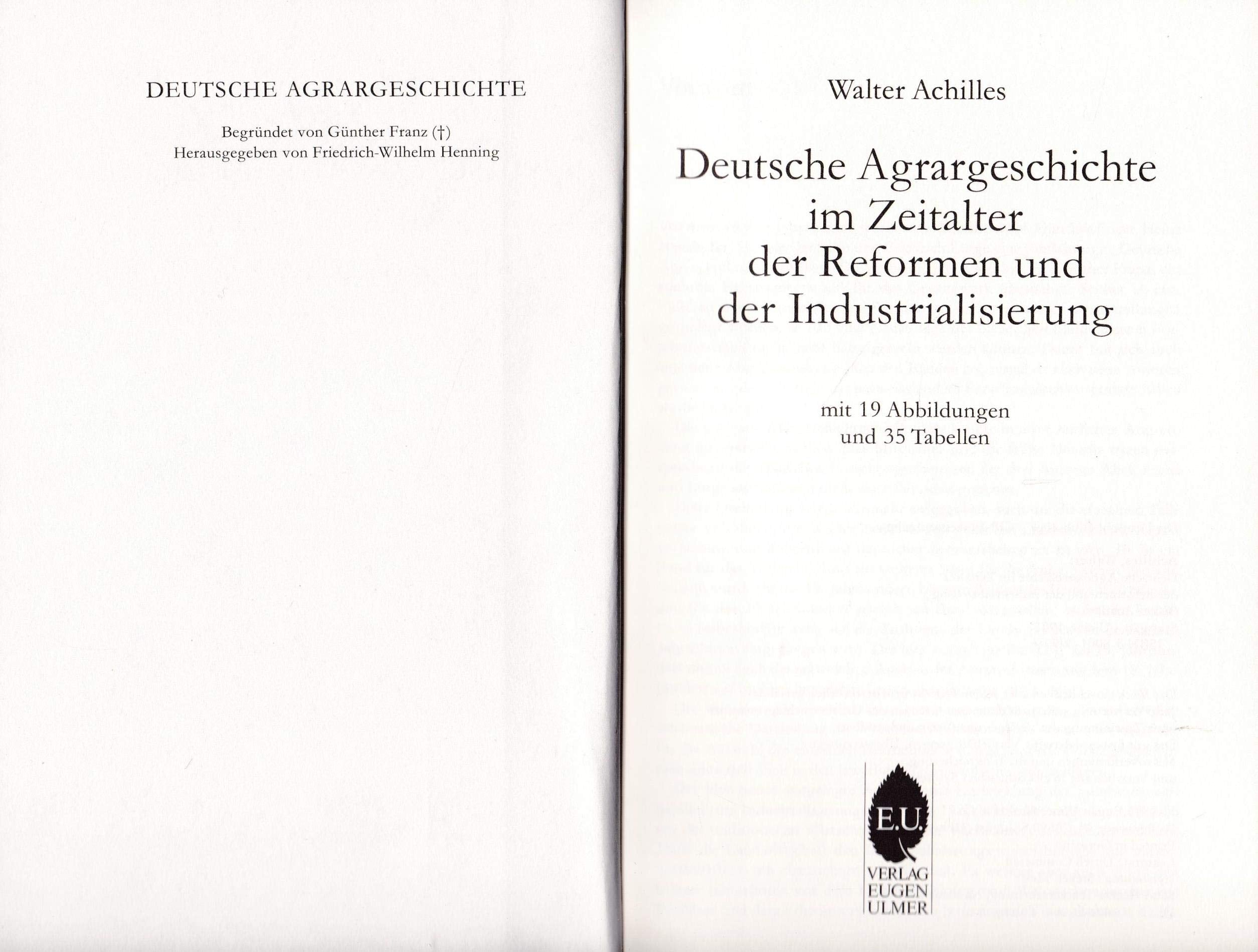 Deutsche Agrargeschichte im Zeitalter der Reformen und der Industrialisierung German history
