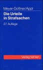 Die Urteile in Strafsachen: sowie Beschlüsse und Protokoll der Hauptverhandlung Books