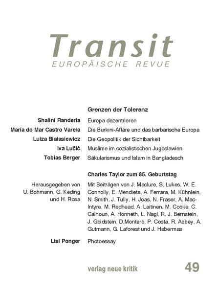 Transit 49: Grenzen der Toleranz / Charles Taylor zum 85. Geburtstag book