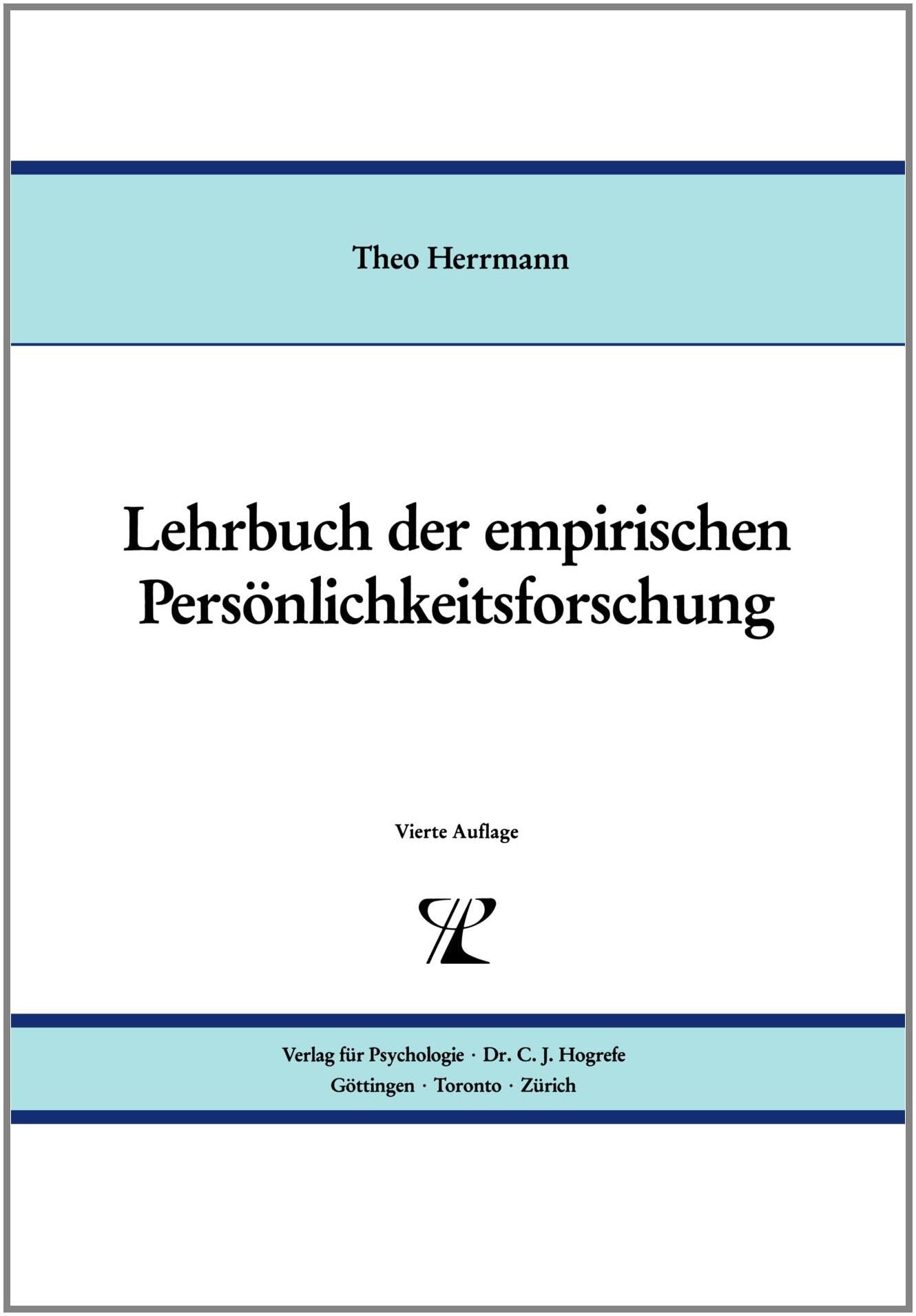 Lehrbuch der empirischen Persönlichkeitsforschung Psychology
