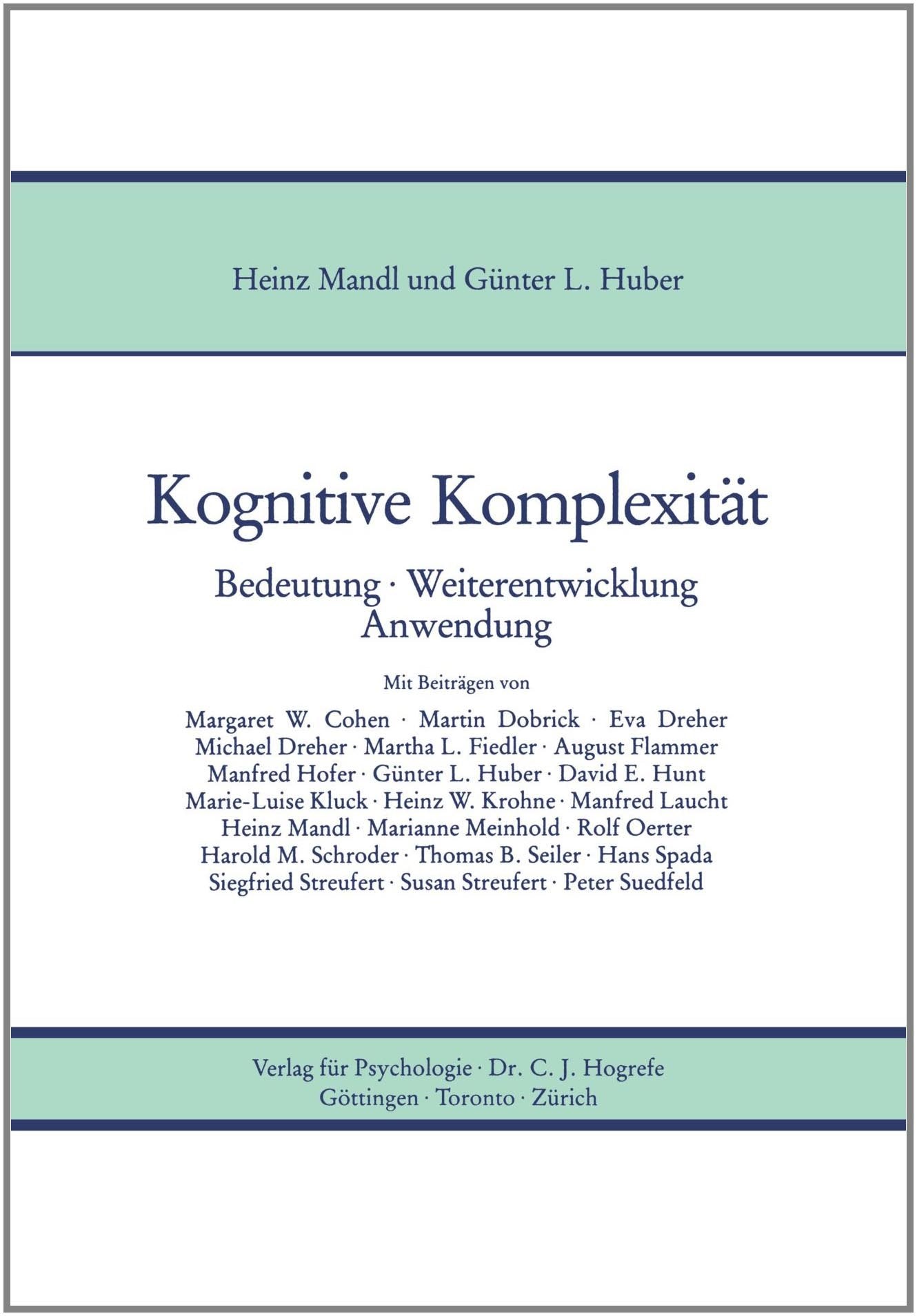 Kognitive Komplexität. Bedeutung. Weiterentwicklung. Anwendung Books