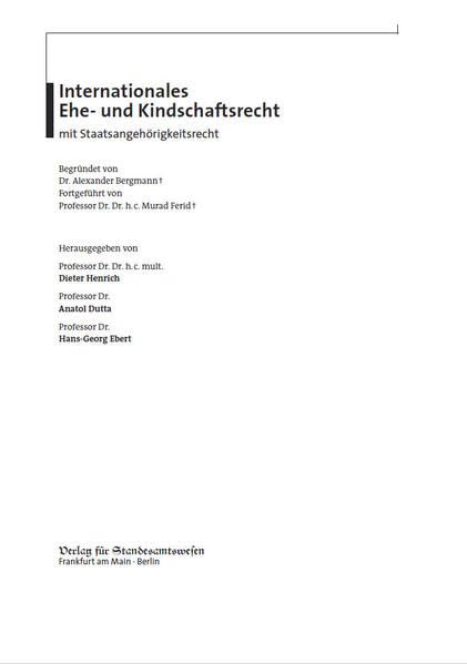Internationales Ehe- und Kindschaftsrecht mit Staatsangehörigkeitsrecht General education