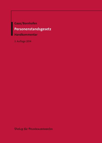 Personenstandsgesetz: Handkommentar Law