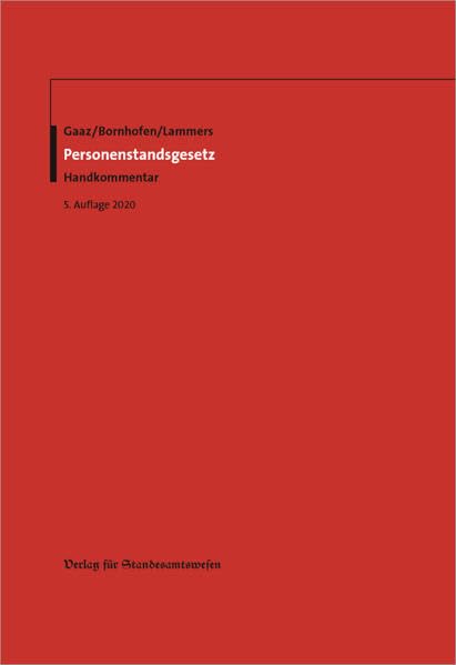 Personenstandsgesetz: Handkommentar Law
