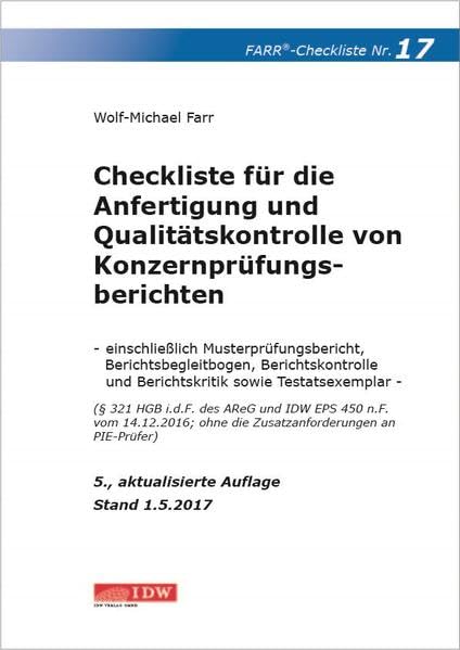 Checkliste 17 für die Anfertigung und Qualitätskontrolle von Konzernprüfungsberichten Law