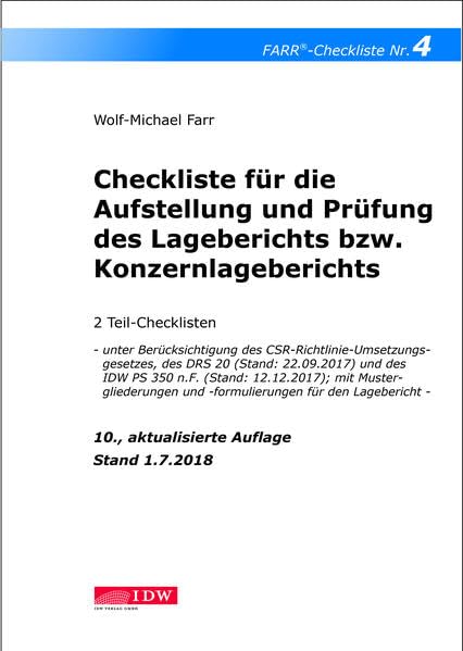Checkliste 4 für die Aufstellung und Prüfung des Lageberichts bzw. Konzernlageberichts book