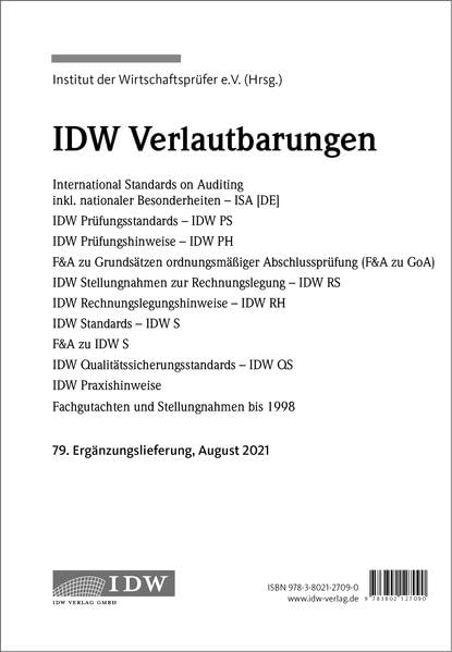 IDW, 79. Erg.-Lief. IDW Verlautbarungen August 2021: 79. Ergänzungslieferung August 2021 book