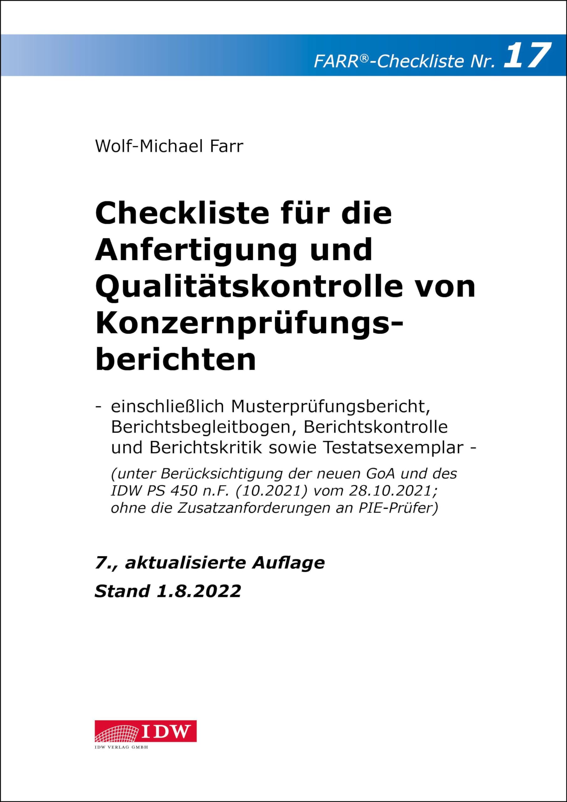 Checkliste 17 für die Anfertigung und Qualitätskontrolle von Konzernprüfungsberichten Law