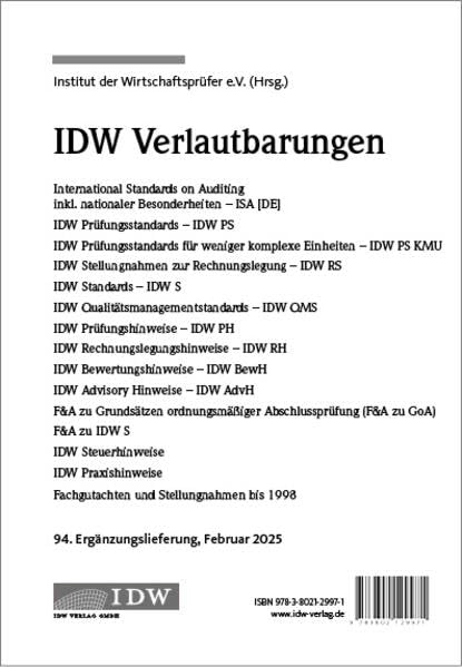IDW Verlautbarungen 94. Ergänzungslieferung Februar 2025: 94. Ergänzungslieferung Februar 2025 Law