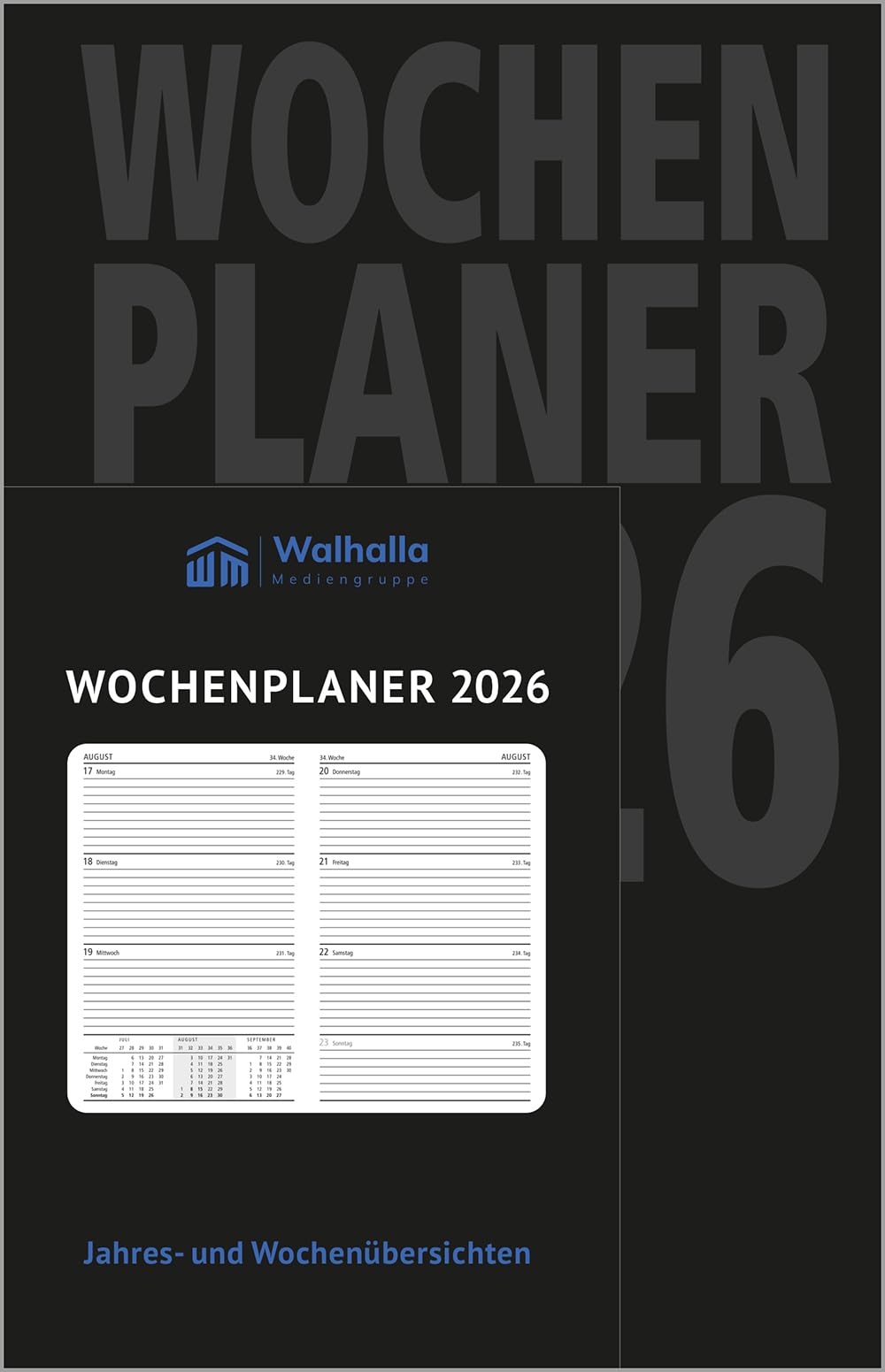 Wochenplaner 2026: Edler Kalender und Organizer, 2 Lesebändchen, Tasche für Visitenkarten, viel Platz für Notizen, verschließbar mit Gummizug Business, Finance & Career Books