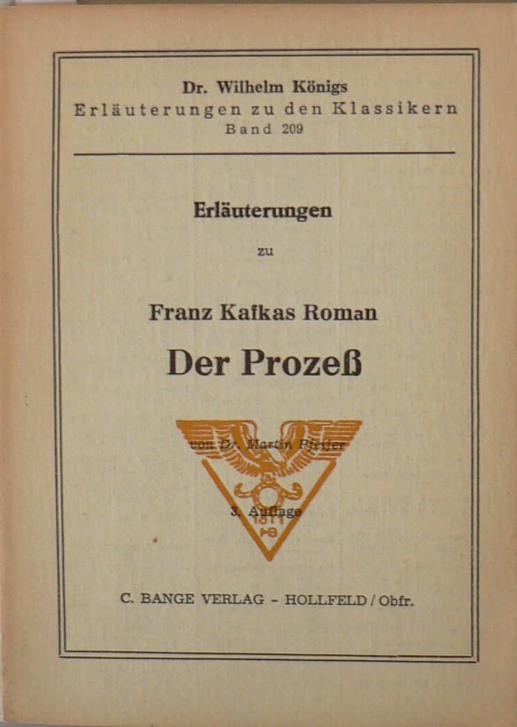 Erläuterungen zu Franz Kafkas Der Prozess (Königs Erläuterungen Band 209) Books