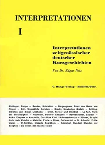 Interpretationen zeitgenössischer deutscher Kurzgeschichten Books