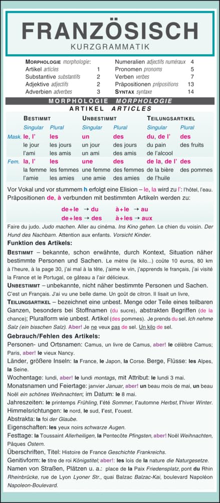 Leporello: Französisch Kurzgrammatik – Die komplette Grammatik im Überblick Foreign Languages ​​& Dictionaries
