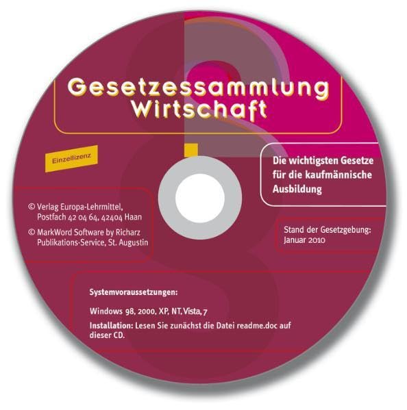 Gesetzessammlung Wirtschaft: Gesetze für die kaufmännische Ausbildung: Die wichtigsten Gesetze für die kaufmännische Ausbildung in Auszügen. Für Windows ab 3.1/95/NT Study Guides
