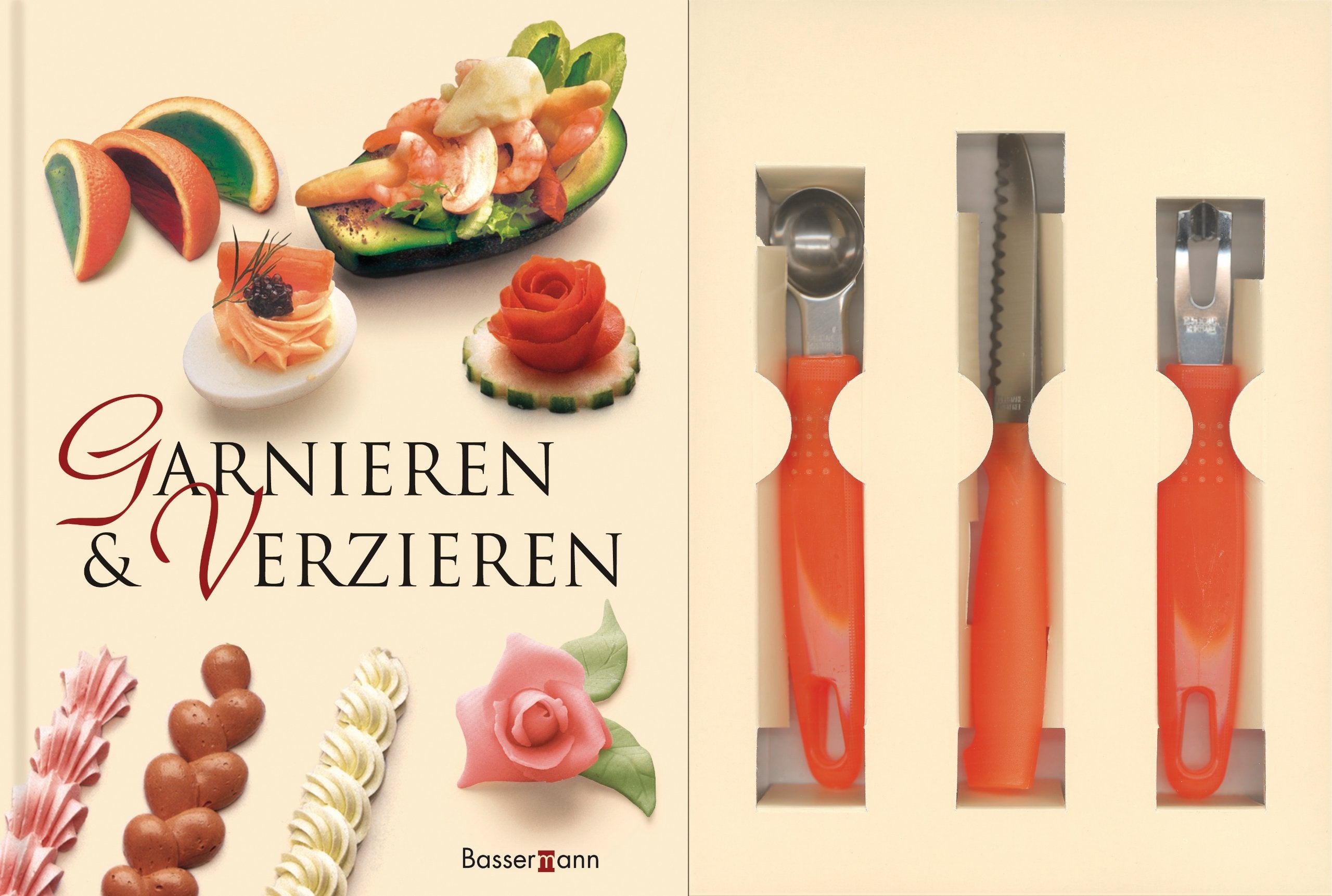 Garnieren und Verzieren-Set: Buch mit Buntmesser, Kugelausstecher und Kanneliermesser Leisure, Home & Garden