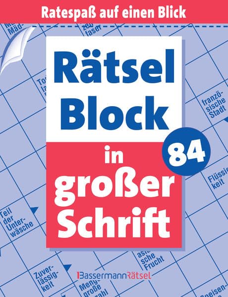 Rätselblock in großer Schrift 84: Ratespaß auf einen Blick Leisure & Fun