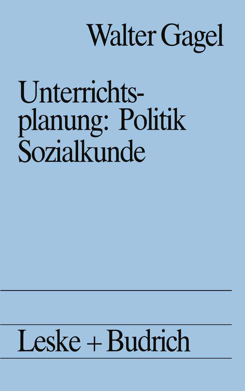 Unterrichtsplanung: Politik/Sozialkunde: Studienbuch politische Didaktik II Law