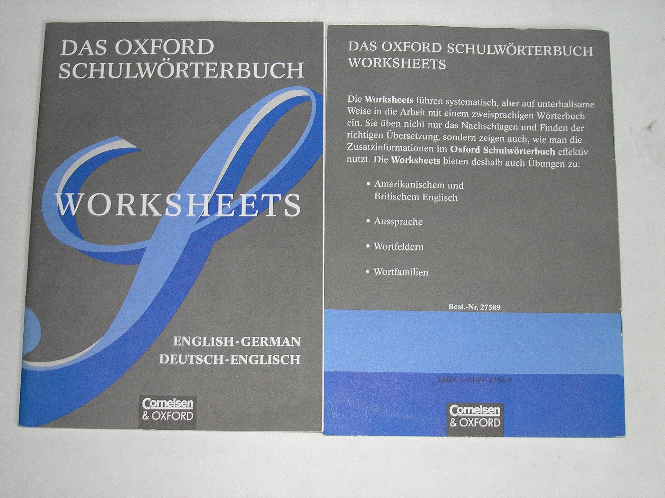 Das Oxford Schulwörterbuch English - German / Deutsch - Englisch. Worksheets. Ab dem 3. Schuljahr Books