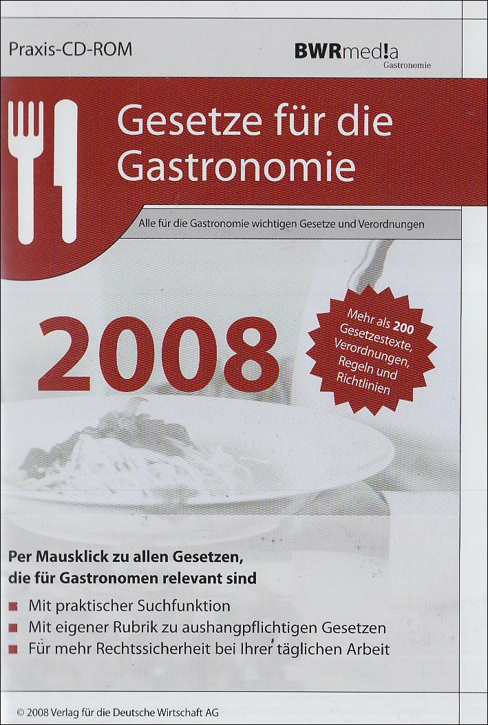 Gesetze für die Gastronomie 2008. Praxis-CD-ROM software