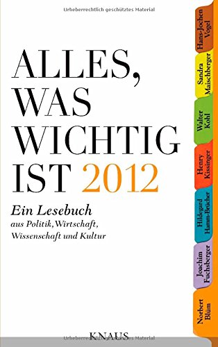 Alles, was wichtig ist 2012: Ein Lesebuch aus Politik, Wirtschaft, Wissenschaft und Kultur Memories