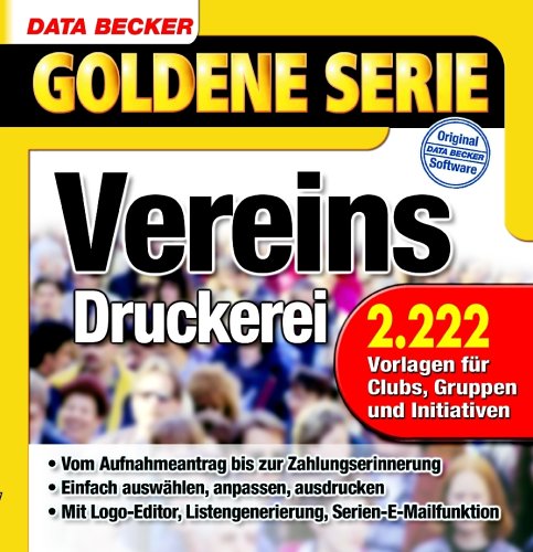 Vereins-Druckerei, 1 CD-ROM 2.222 Vorlagen für Clubs, Gruppen und Initiativen. Für Windows 98/98SE/Me/NT4(SP6)/2000/XP Other software