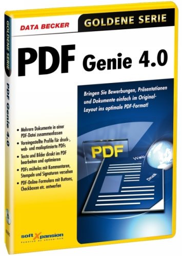 PDF Genie 4.0, CD-ROM Bringen Sie Bewerbungen, Präsentationen und Dokumente einfach im Original-Layout ins optimale PDF-Format. Für Windows 2000 (SP4)/XP (SP2)/Vista Other software