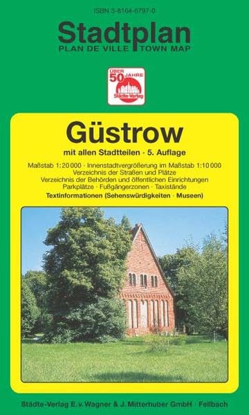 Barlachstadt Güstrow: 1:20000 (Innenstadtvergrößerung 1:10000). Ausgabe 2007 (Städte-Verlag Stadtpläne) Leisure, Home & Garden