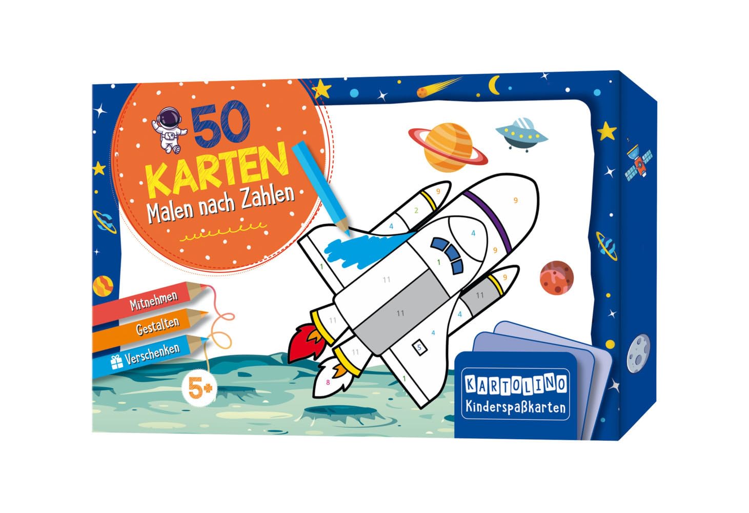 50 Karten Malen nach Zahlen - Weltraum Non-fiction