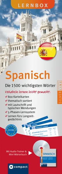 Spanisch - Die 1500 wichtigsten Wörter / Compact Lernbox: 800 Vokabel-Karteikarten, Mini-CD & Mini-Wörterbuch Spanisch. Mit 5-Phasen-Lernsystem. ... auf Mini-CD & Mini-Wörterbuch. Niveau A1/A2 Foreign Languages ​​& Dictionaries