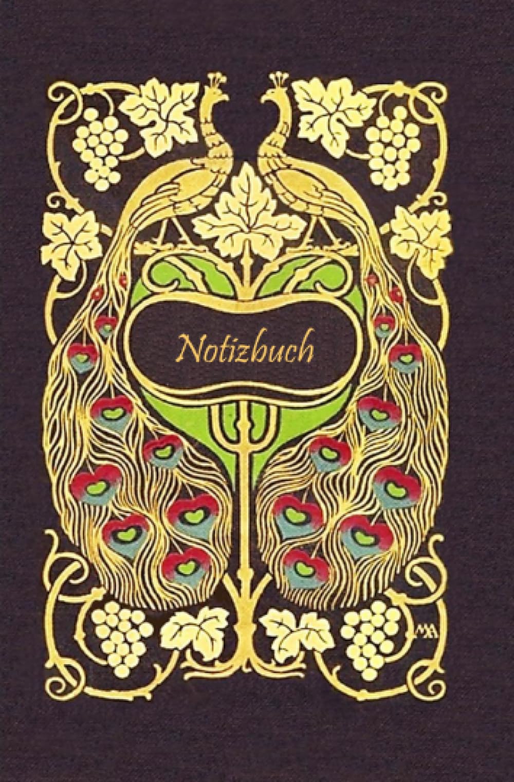 Notizbuch: Pfau Naturmotiv Antik - 100 Seiten/ 14,5 x 19cm/ liniert/ 90g m2/ cremeweißes Papier Lifestyle