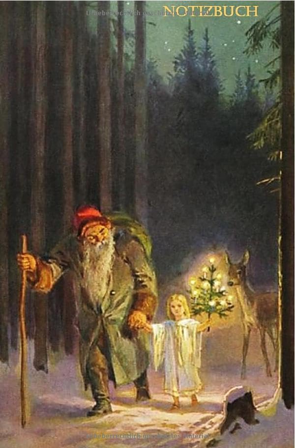 Notizbuch: Weihnachtsmann, Christkind, Nikolaus, Advent, old fashion / klassisches Motiv & Design - 100 Seiten/ 14,5 x 19cm/ liniert/ 90g m2/ cremeweißes Papier Lifestyle