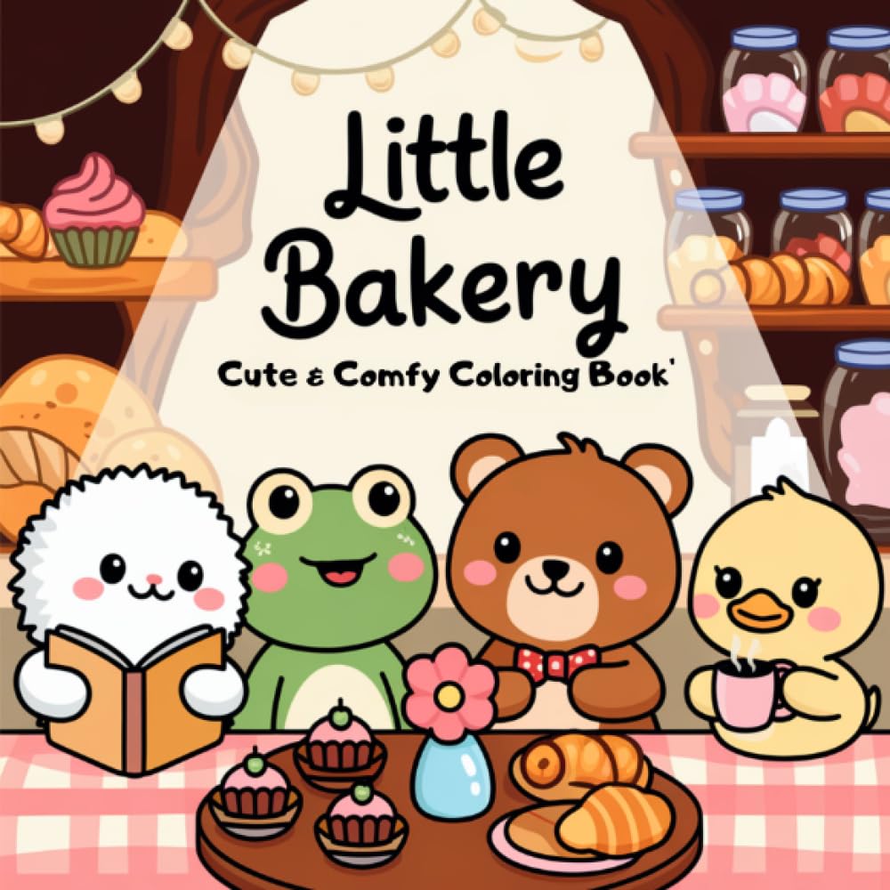 Little Bakery: Cute & Comfy Coloring Book for Adults and Teens Featuring Easy and Simple Designs with Cozy Interiors, Relaxing Spaces, and Heartwarming Moments book