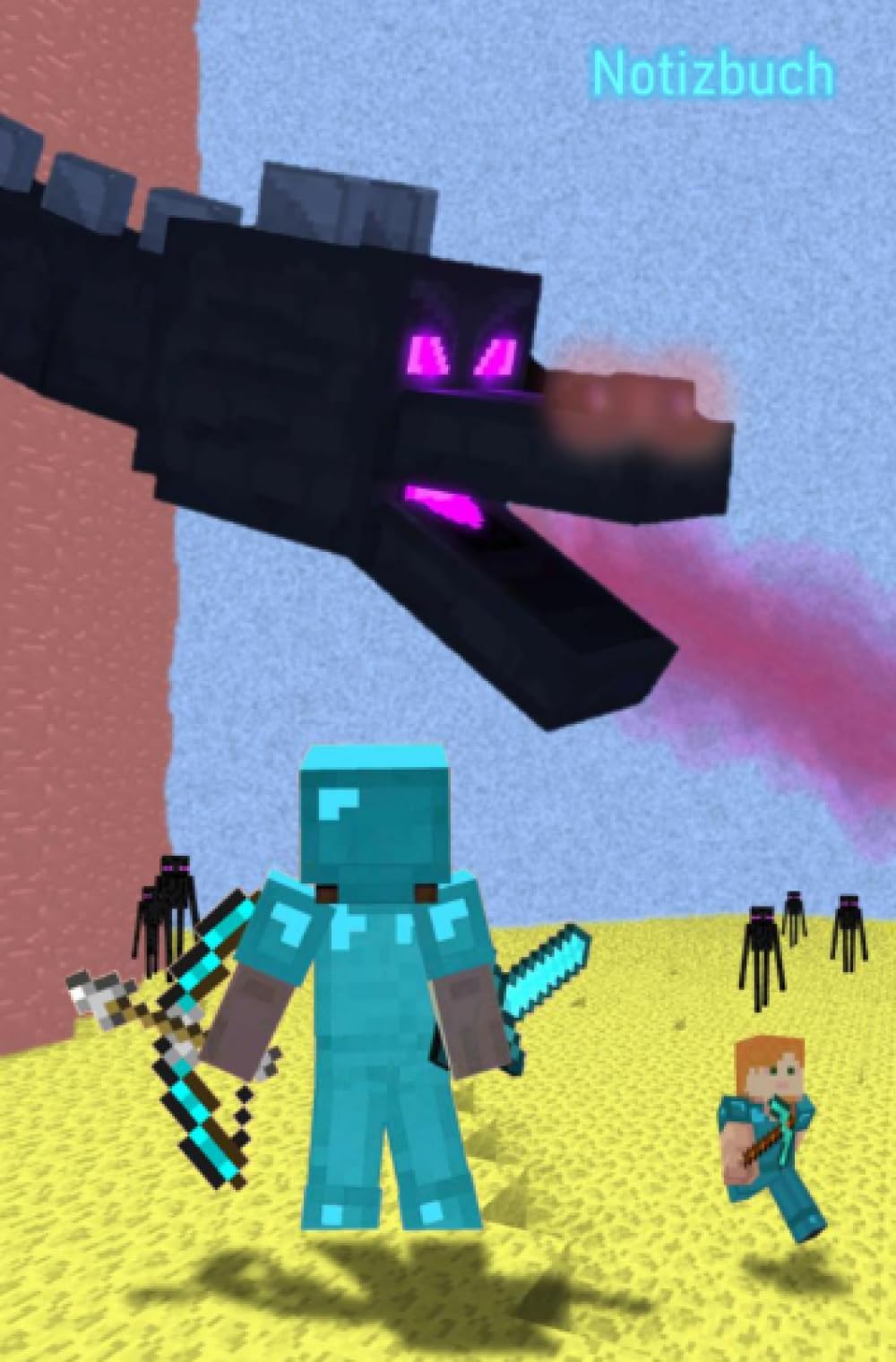 Notizbuch für Minecraft Fans: Steve kämpft gegen den Enderdrachen - 100 Seiten/ 14,5 x 19cm/ liniert/ 90g m2/ cremeweißes Papier Lifestyle
