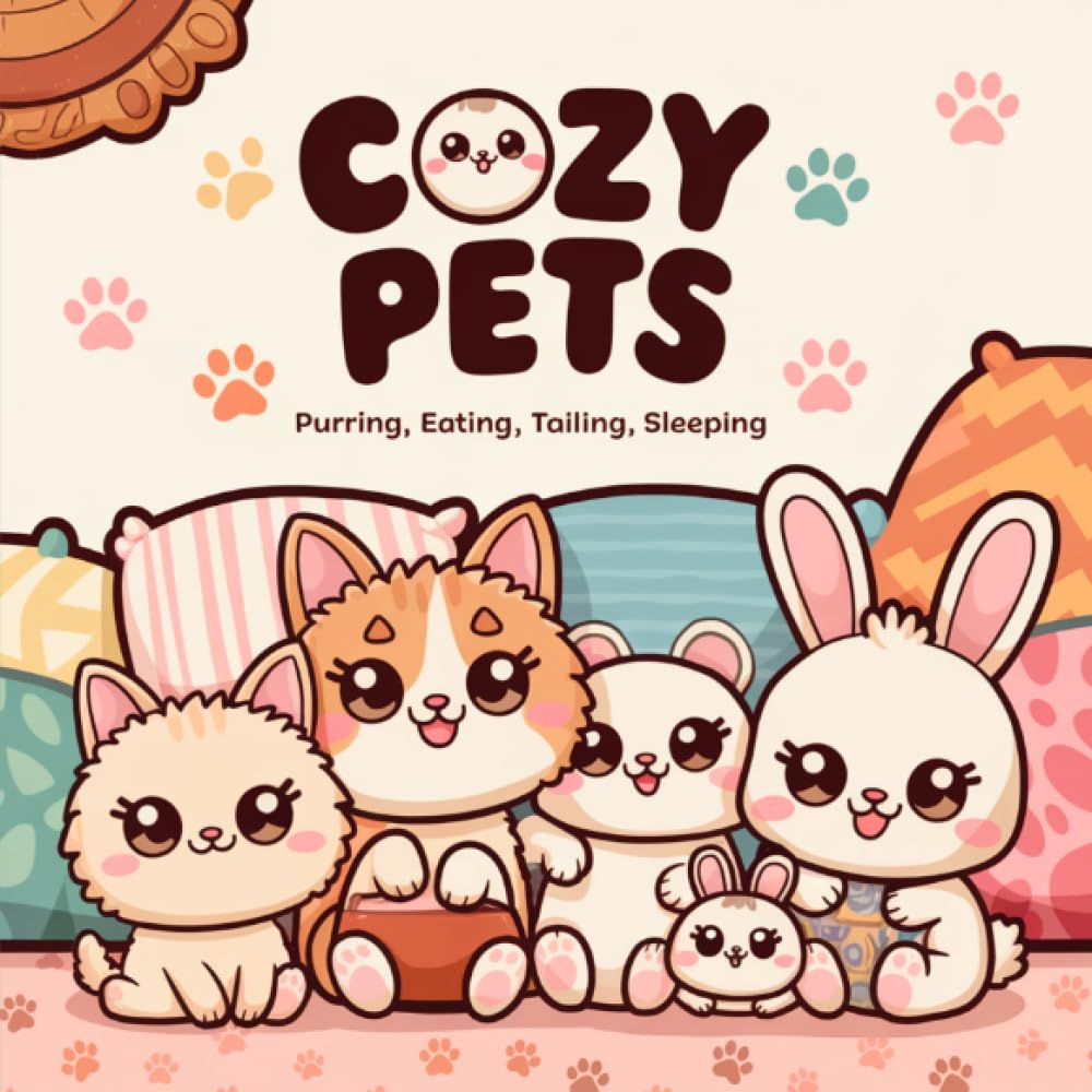 Cozy Pets: Purring, Eating, Tailing, Sleeping - Coloring Book for Adults & Teens Featuring Adorable Pets, Snuggly Moments & Cozy Scenes: Purring, ... Pets, Snuggly Moments & Cozy Scenes Living & Furnishing