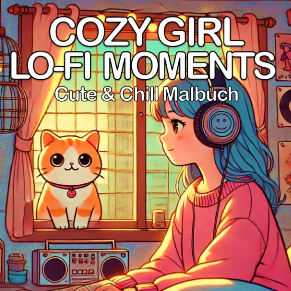 Cozy Girl Lofi Moments Cute und Chill - Cozy Malbuch für Erwachsene: Lo-Fi Kunst mit Vinyl LPs, Retro 80er, Katzen, Anime, Messy Schlafzimmer (Cozy Malbücher) Hobbies & Crafts
