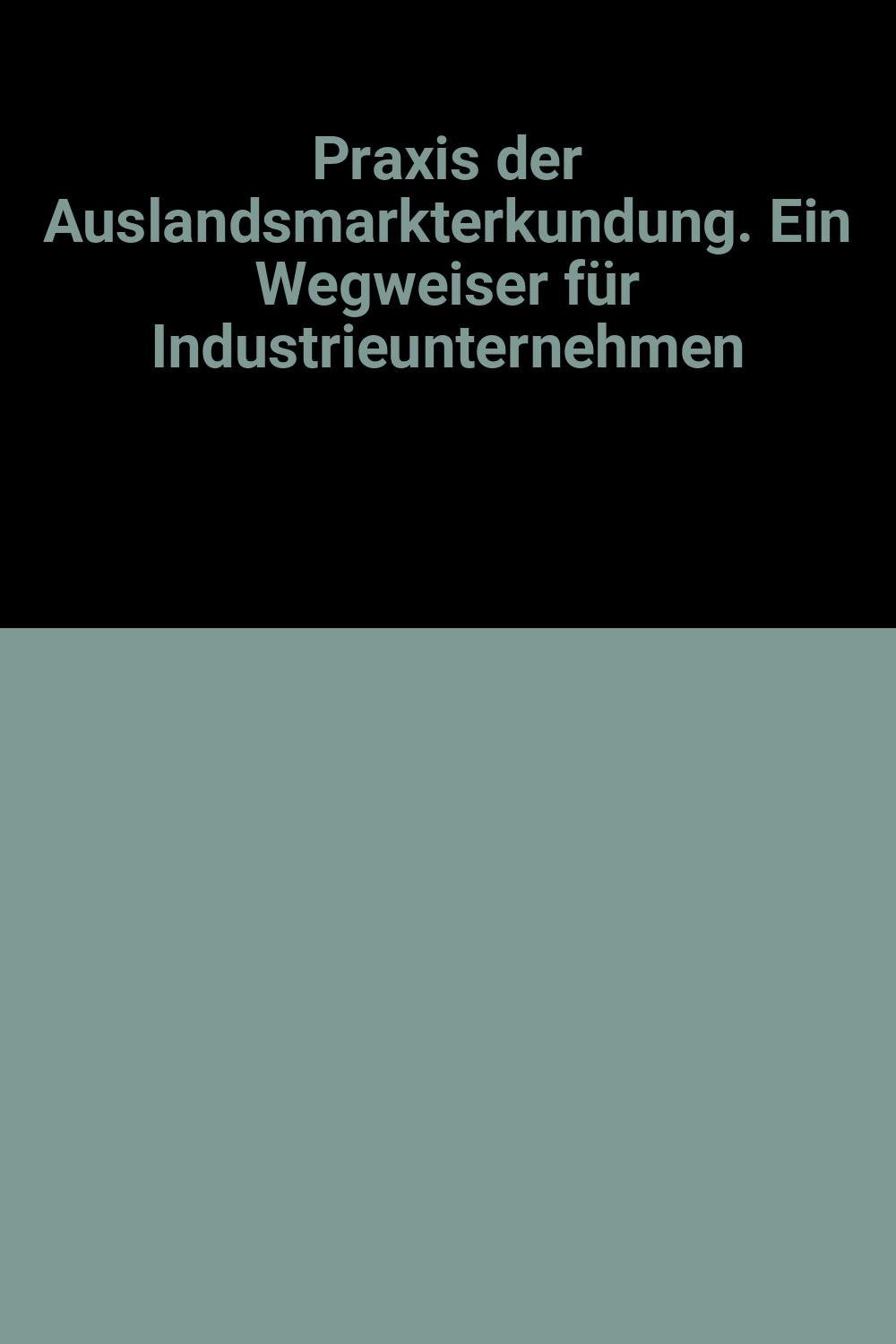 Praxis der Auslandsmarkterkundung. Ein Wegweiser für Industrieunternehmen Lifestyle