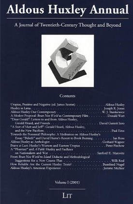 Aldous Huxley Annual: A Journal of Twentieth-Century Thought and Beyond (1) book