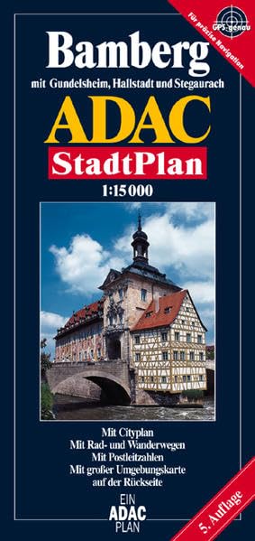 ADAC Stadtpläne, Bamberg mit Gundelsheim und Hallstadt: Mit Gundelsheim, Hallstadt und Stegaurach. Mit Cityplan, Postleitzahlen sowie großer Umgebungskarte. GPS-genau Leisure, Home & Garden