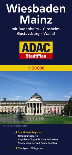 Mainz, Wiesbaden, GPS-genau: Mit Budenheim, Ginsheim-Gustavsburg und Walluf. Stadtinfo & Register: Umgebungskarte, Cityplan, Ciyguide, Sonderkarten, ... Stadtplan GPS-genau (ADAC Stadtpläne) Leisure, Home & Garden